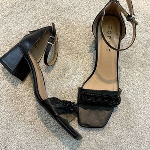 Esprit Black Chain Detail Block Heels